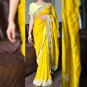 Yellow Green Silk Saree NEGOTIABLE